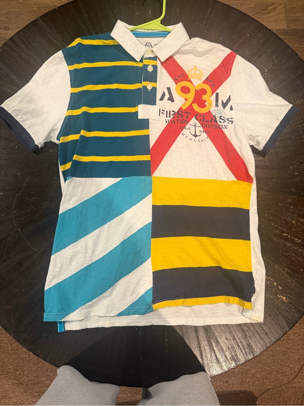 American Rag Multicolor Striped & Panel Polo - Yellow, Teal, Red, Navy